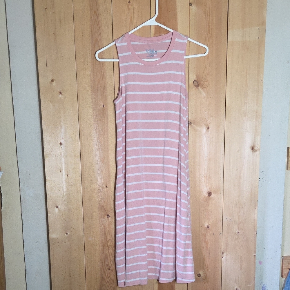 Pink and White Striped Sleeveless Dress